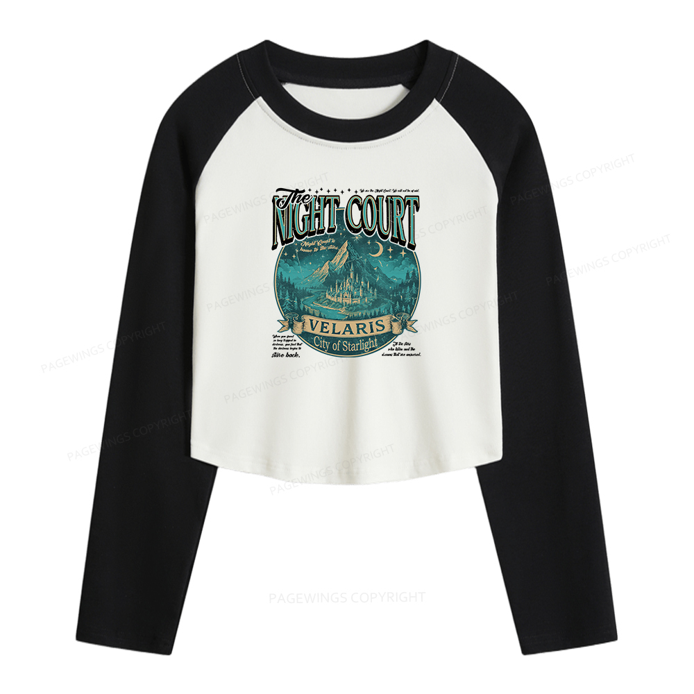 Pagewings The Night Court Women Long Sleeve Crop Raglan T-shirt
