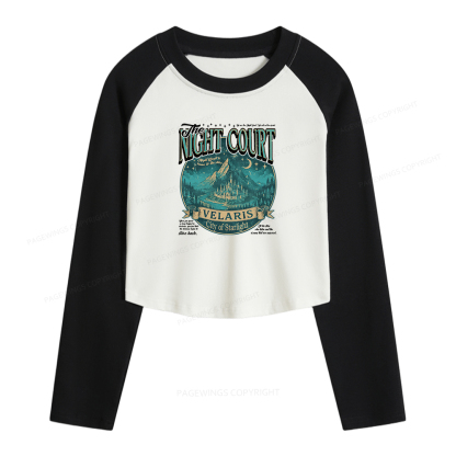Pagewings The Night Court Women Long Sleeve Crop Raglan T-shirt