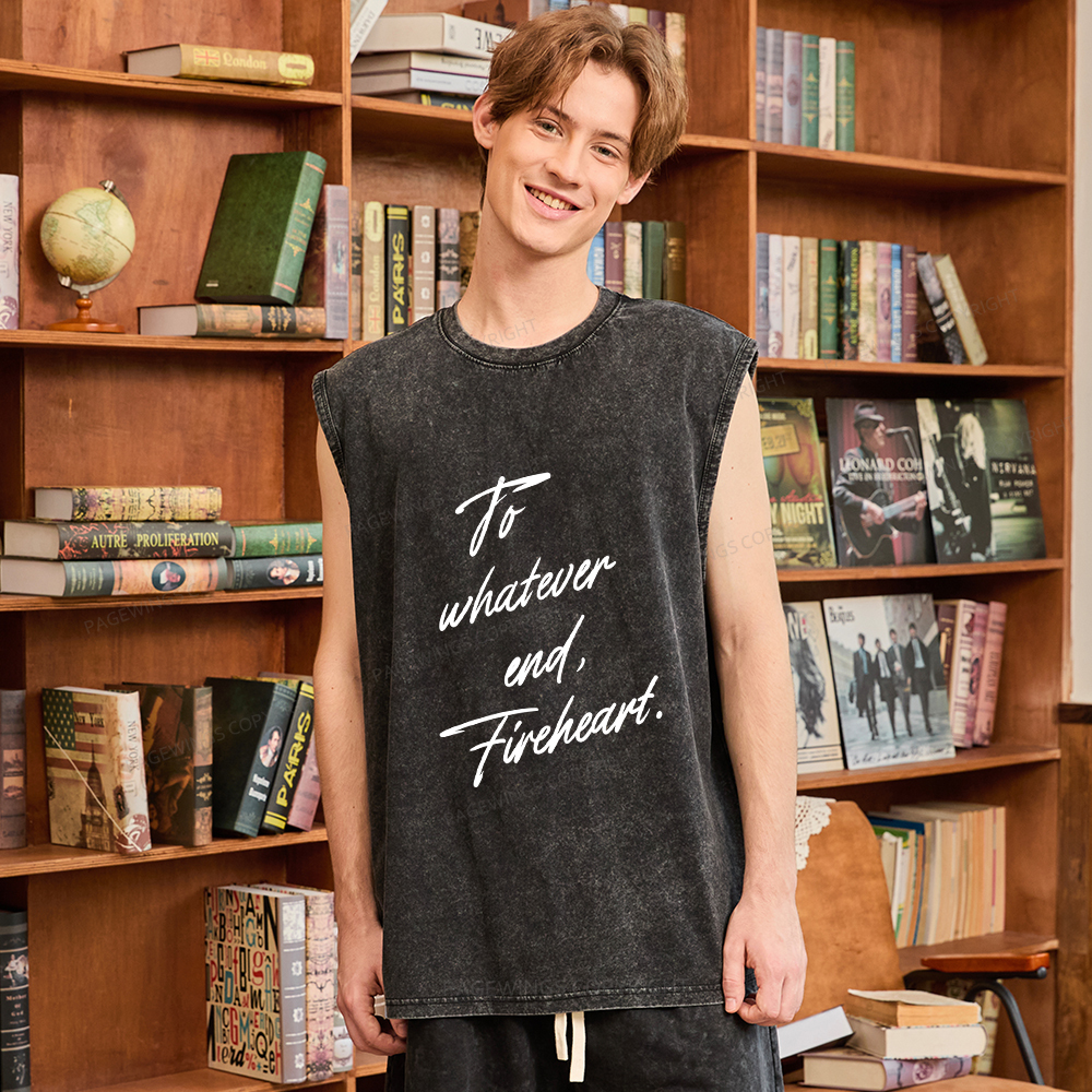 Pagewings To Whatever End Fireheart Unisex Washed Tank Top
