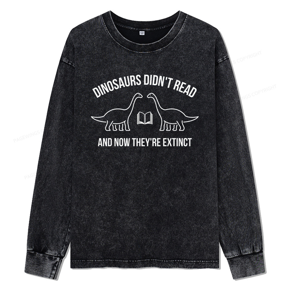 Pagewings Born To Read Bookish Unisex Washed Long Sleeve T-shirt