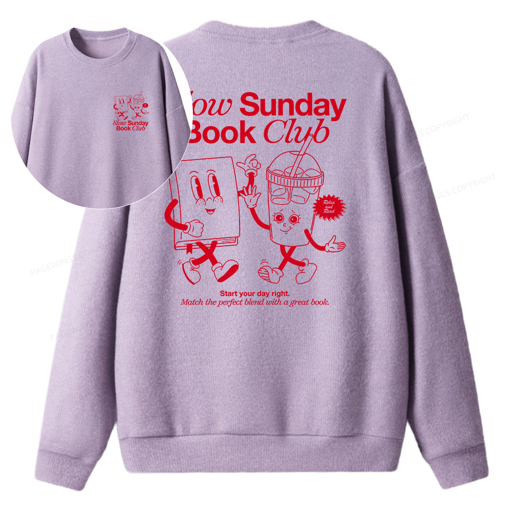Pagewings Slow Sunday Book Club Unisex Knit Sweatshirt
