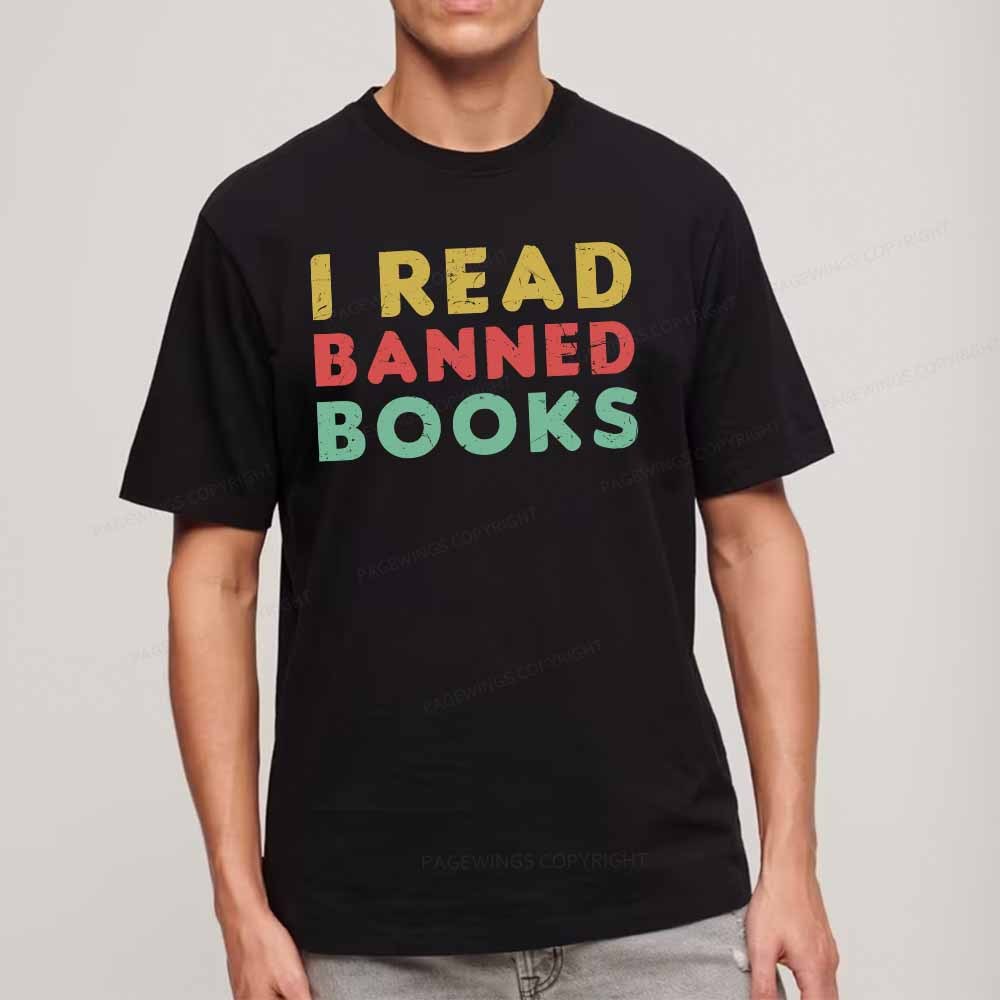 Pagewings Vintage I Read Banned Books Geek Readers T-Shirt Unisex Classic T-shirt