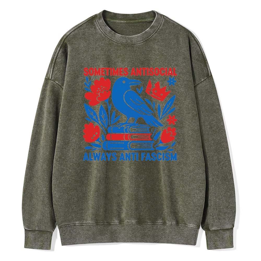 Pagewings Anti Fascism Unisex Washed Sweatshirt