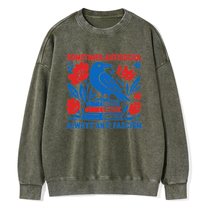 Pagewings Anti Fascism Unisex Washed Sweatshirt