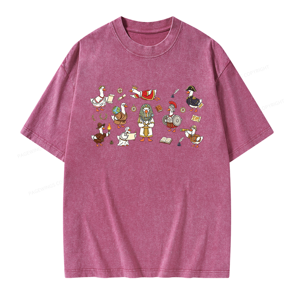 Pagewings History Teacher Goose Unisex Washed T-shirt