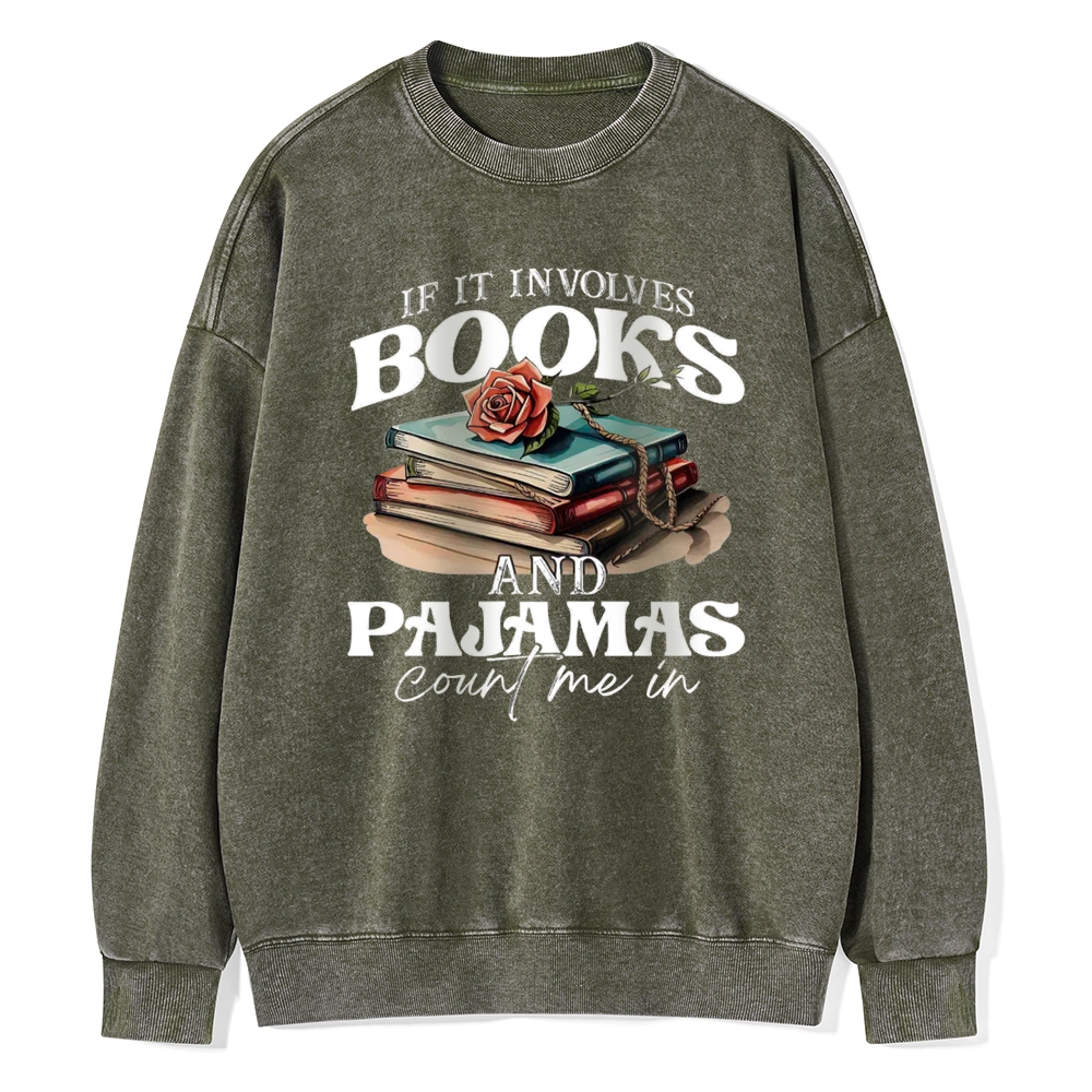 Pagewings Books And Pajamas Unisex Washed Sweatshirt