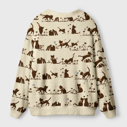 Pagewings Cat Book Lover Light Knit Unisex Cardigan Sweaters