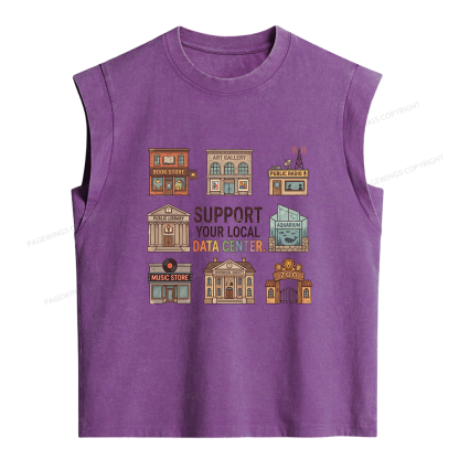 Pagewings Support Your Local Data Center Women's Washed Tank Top
