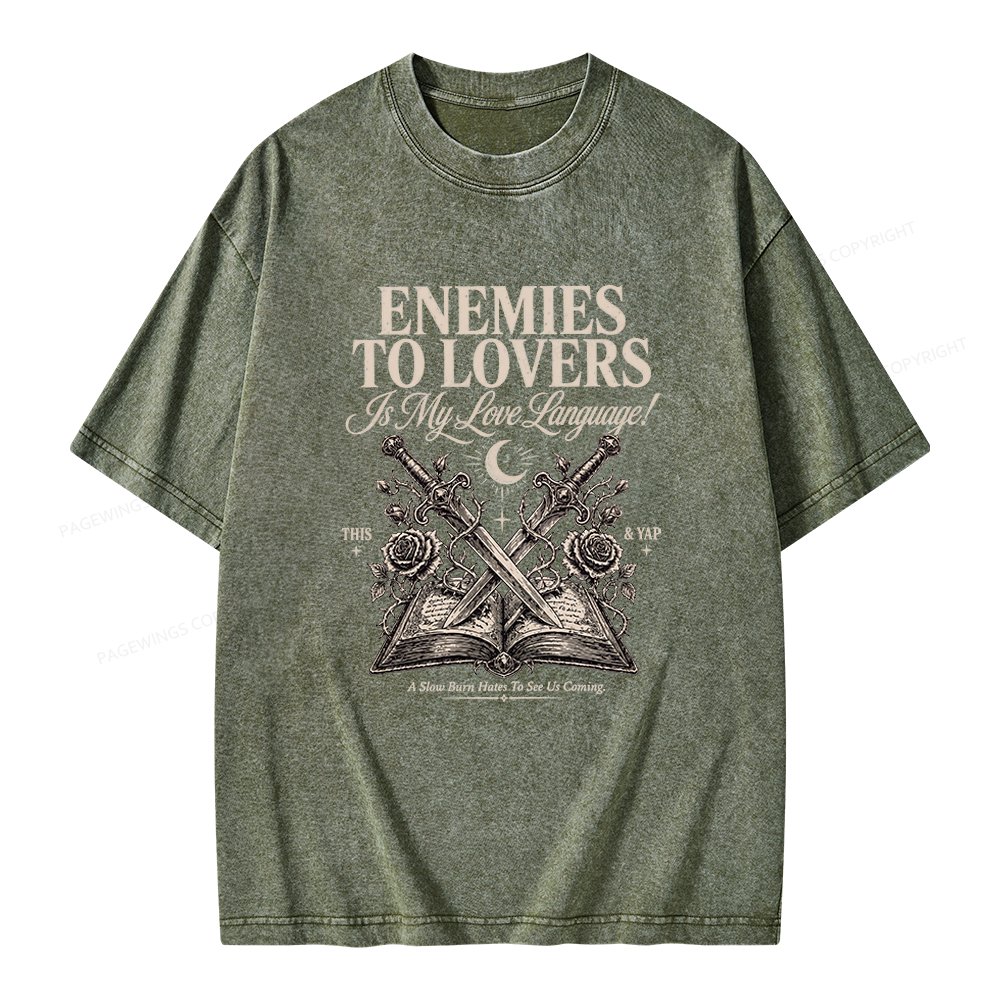 Pagewings Enemies to Lovers Unisex Washed T-shirt