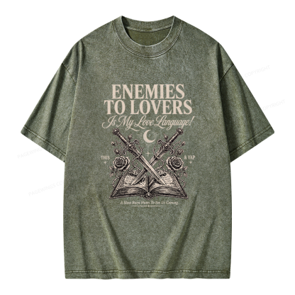 Pagewings Enemies to Lovers Unisex Washed T-shirt