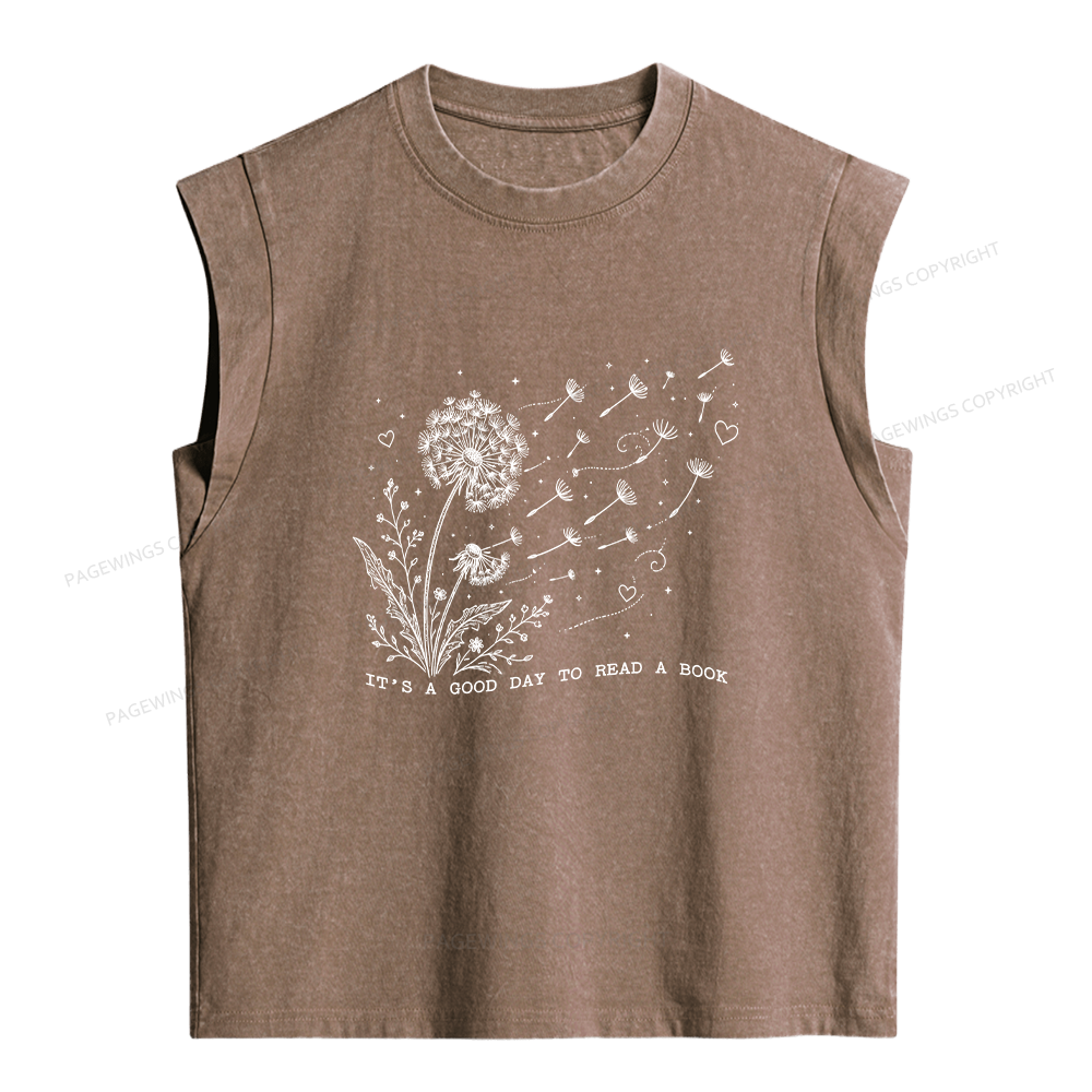 Pagewings It’s a Good Day to Read a Book Women's Washed Tank Top