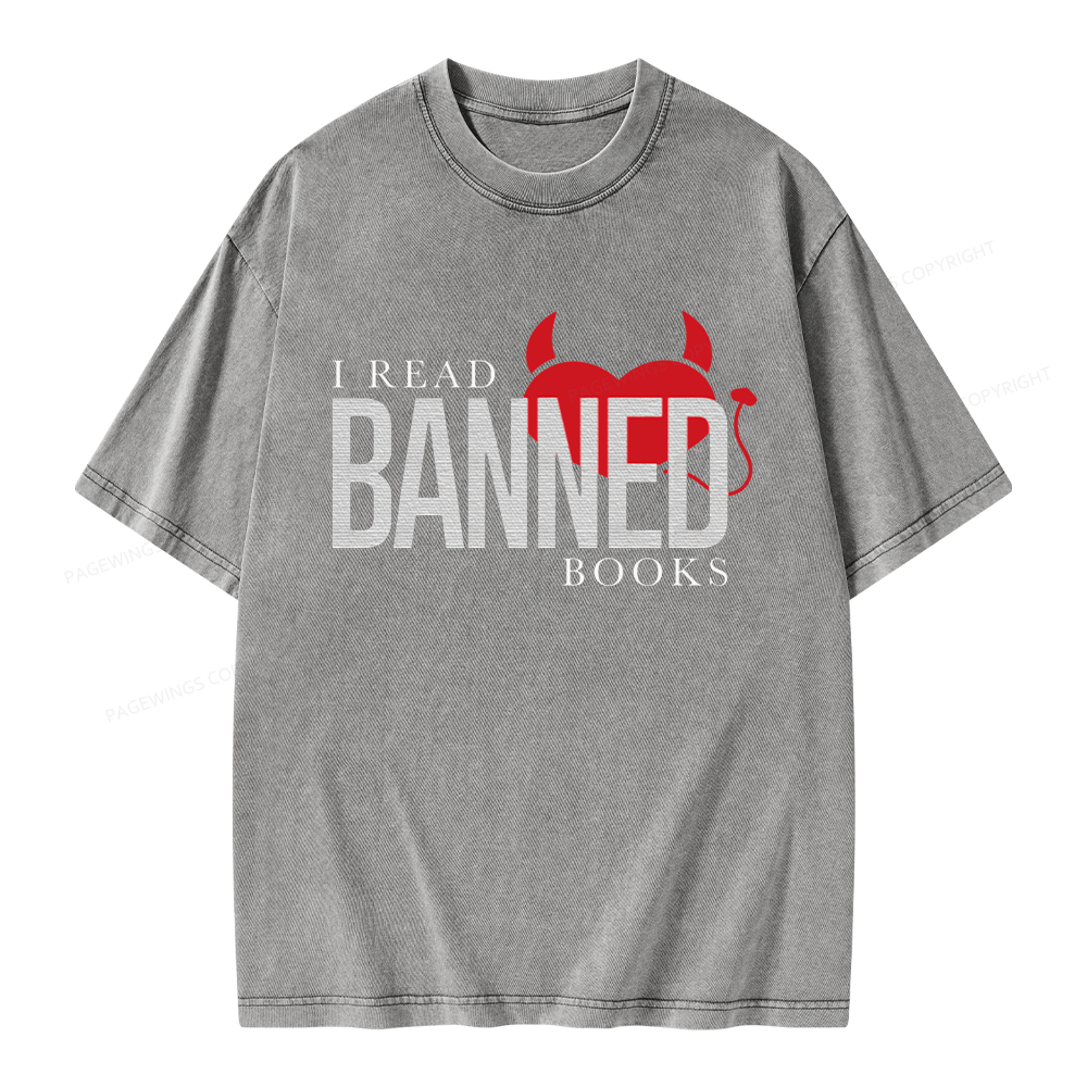 Pagewings I Read Banned Books Unisex Washed T-shirt
