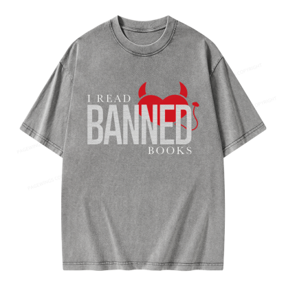 Pagewings I Read Banned Books Unisex Washed T-shirt