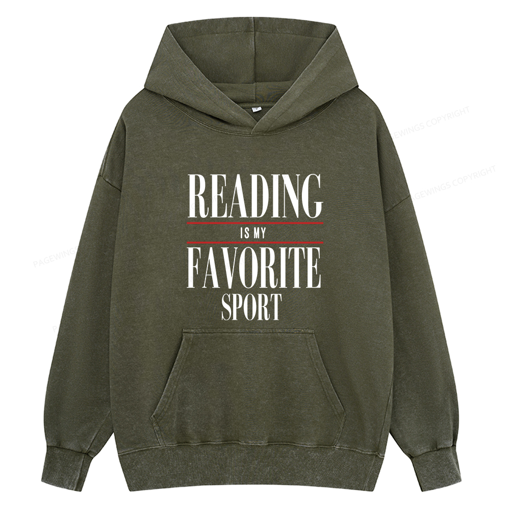 Pagewings Reading Is My Favorite Sport Unisex Washed Hoodie