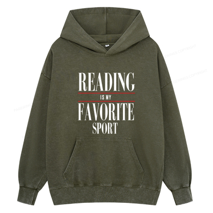 Pagewings Reading Is My Favorite Sport Unisex Washed Hoodie