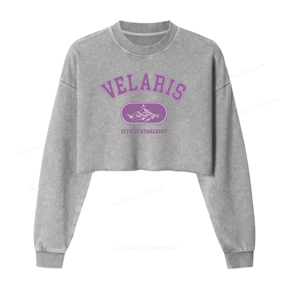 Pagewings Fantasy Book Lover Washed Crop Sweatshirt