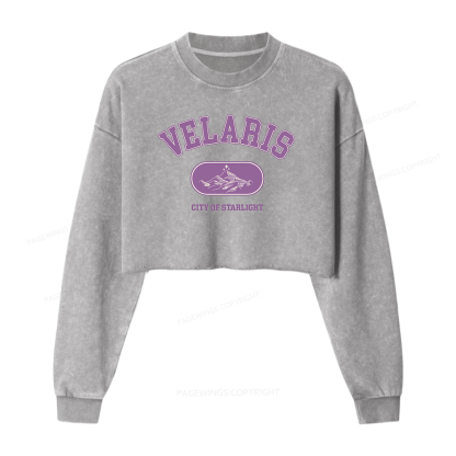 Pagewings Fantasy Book Lover Washed Crop Sweatshirt