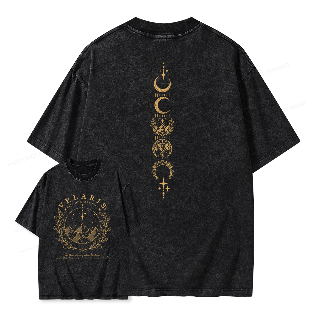 Pagewings Fantasy Romance Books Unisex Washed T-shirt