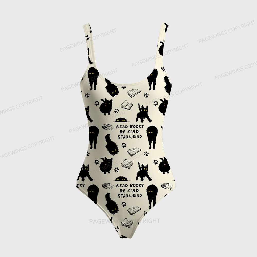 Pagewings Read Books Be Kind Stay Weird One-Piece Swimsuit 