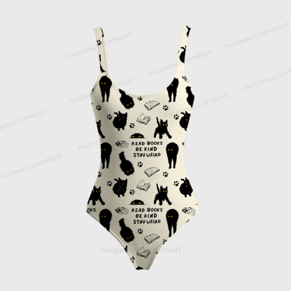 Pagewings Read Books Be Kind Stay Weird One-Piece Swimsuit 