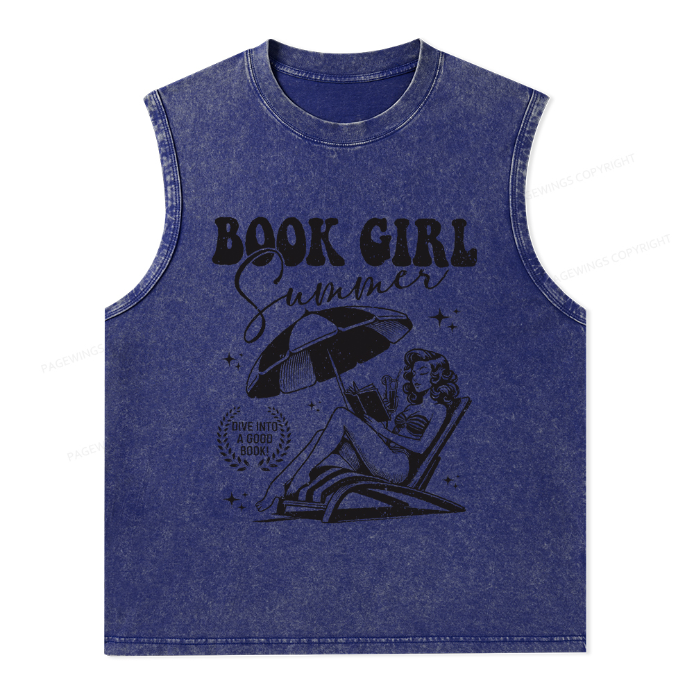 Pagewings Book Girl Summer Unisex Washed Tank Top