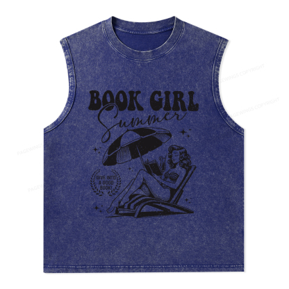 Pagewings Book Girl Summer Unisex Washed Tank Top