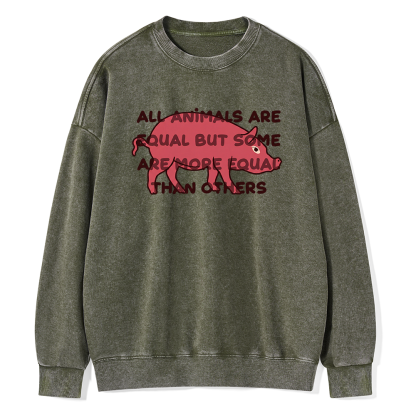 Pagewings All Animals Are Equal Unisex Washed Sweatshirt