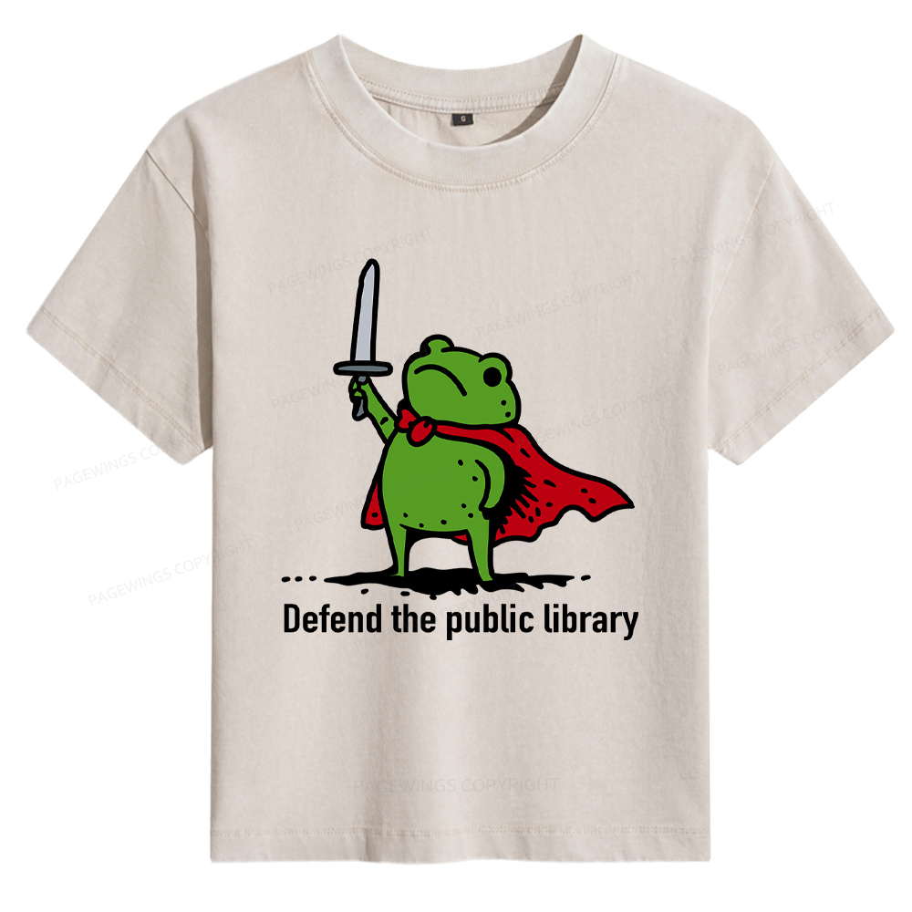 Pagewings Defend The Public Library Women's Washed T-shirt