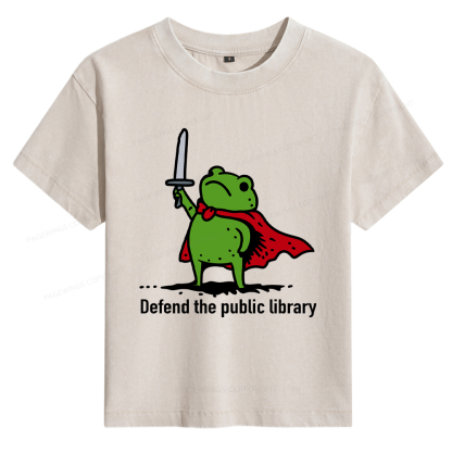 Pagewings Defend The Public Library Women's Washed T-shirt