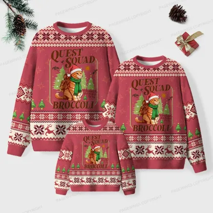 Pagewings Quest Squad Broccoli Unisex Ugly Knit Sweatshirt