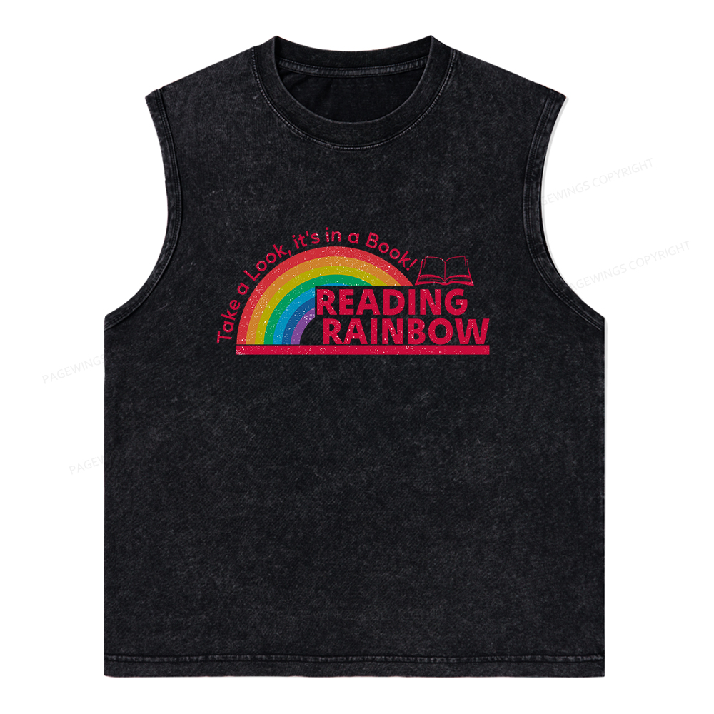 Pagewings Reading Rainbow Unisex Washed Tank Top