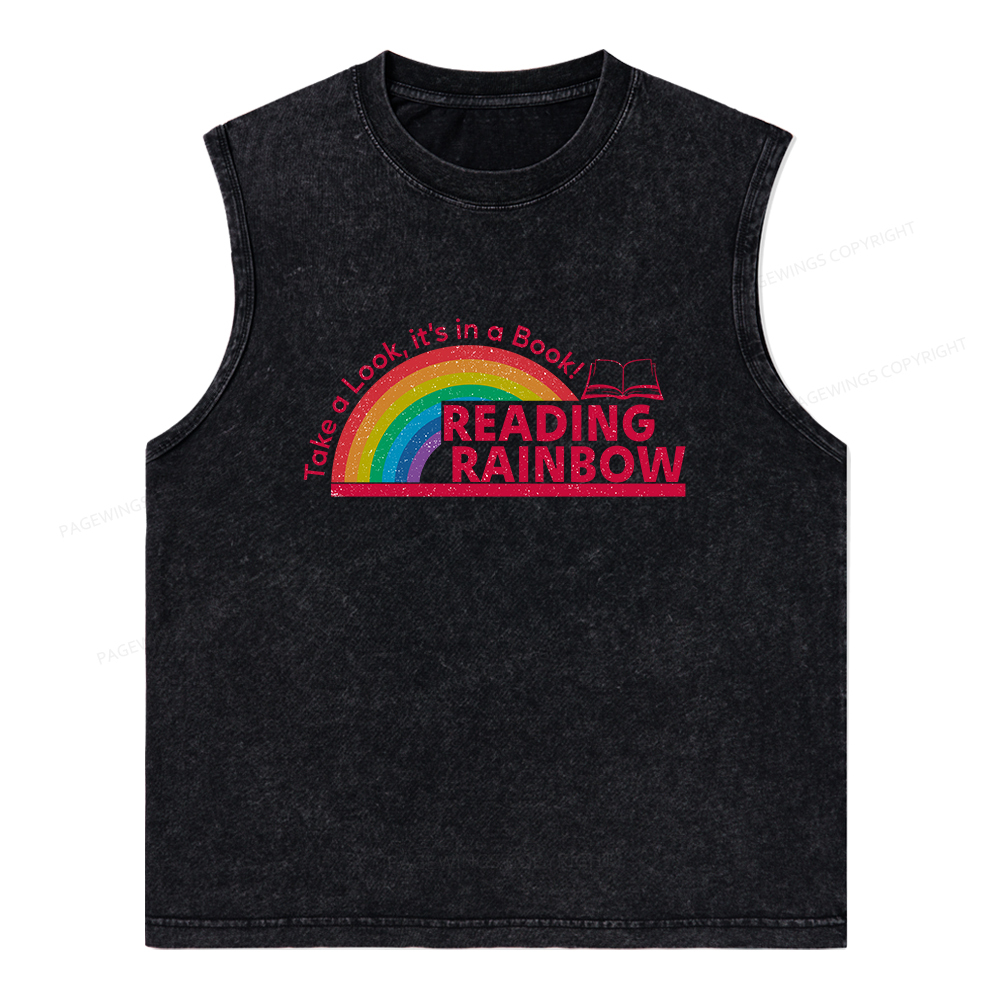 Pagewings Reading Rainbow Unisex Washed Tank Top