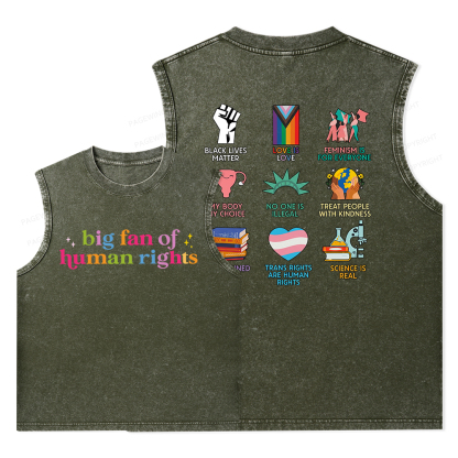 Pagewings Big Fan Of Human Rights Unisex Washed Tank Top