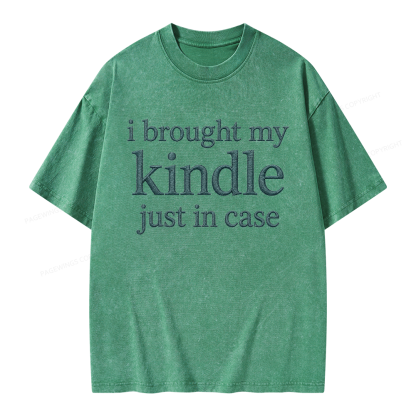 Pagewings Embroidered I Brought My Kindle Unisex Washed T-shirt