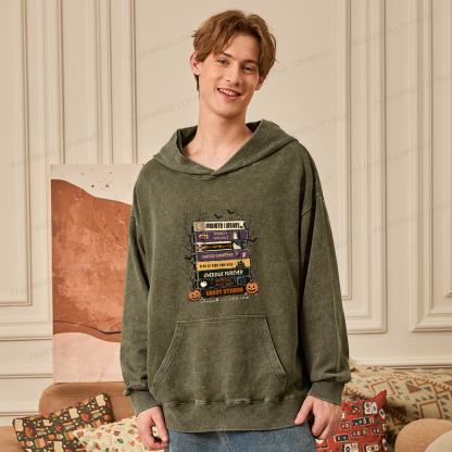 Pagewings Vintage Halloween Unisex Washed Hoodie