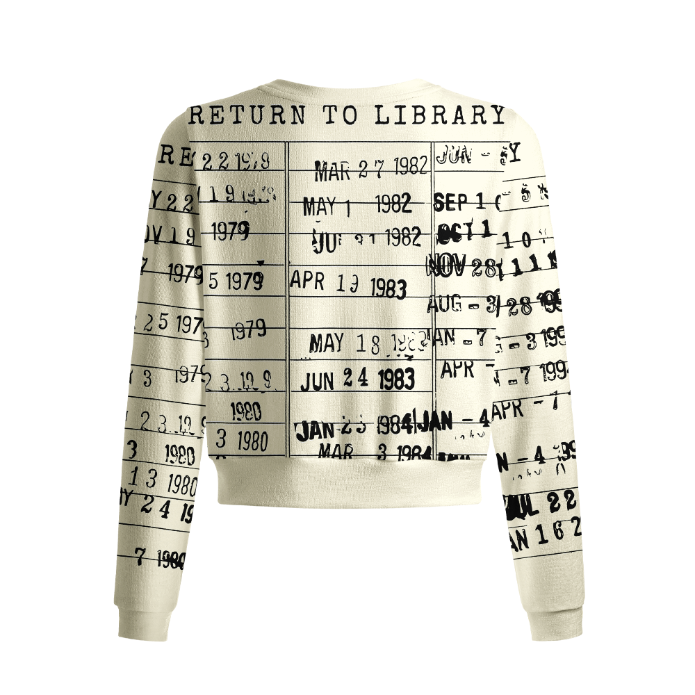 Pagewings Library Card Crew Neck Cardigan Sweaters