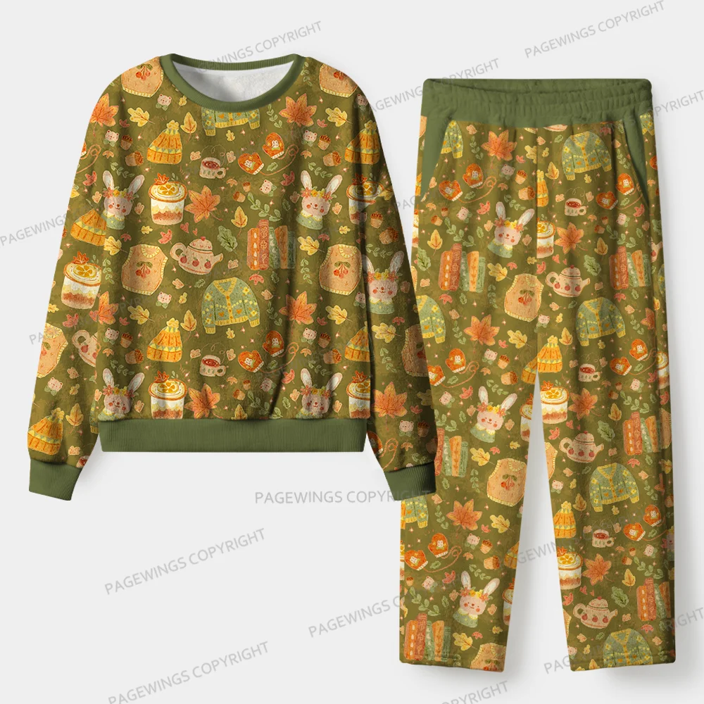 Pagewings Cozy Reading Unisex Flannel Pajama Set