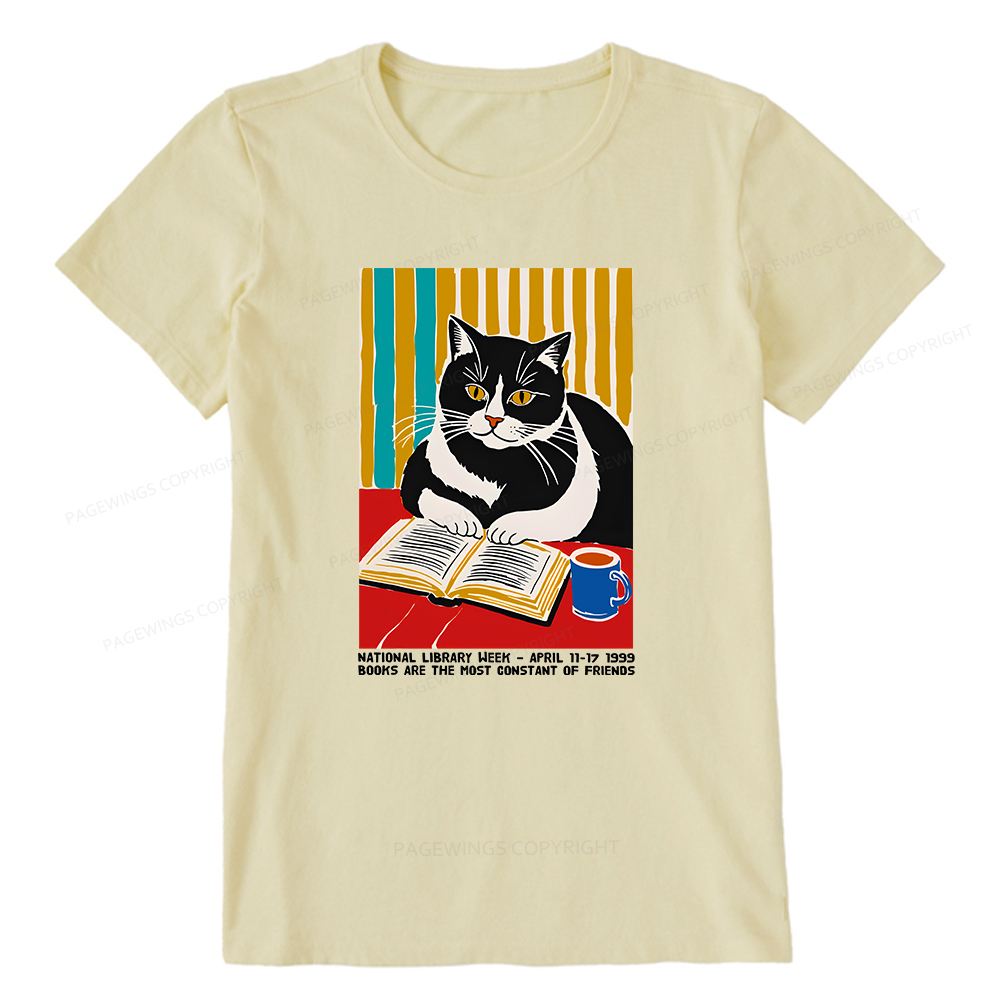 Pagewings Ational Library Week Cat Poster Unisex Classic T-shirt