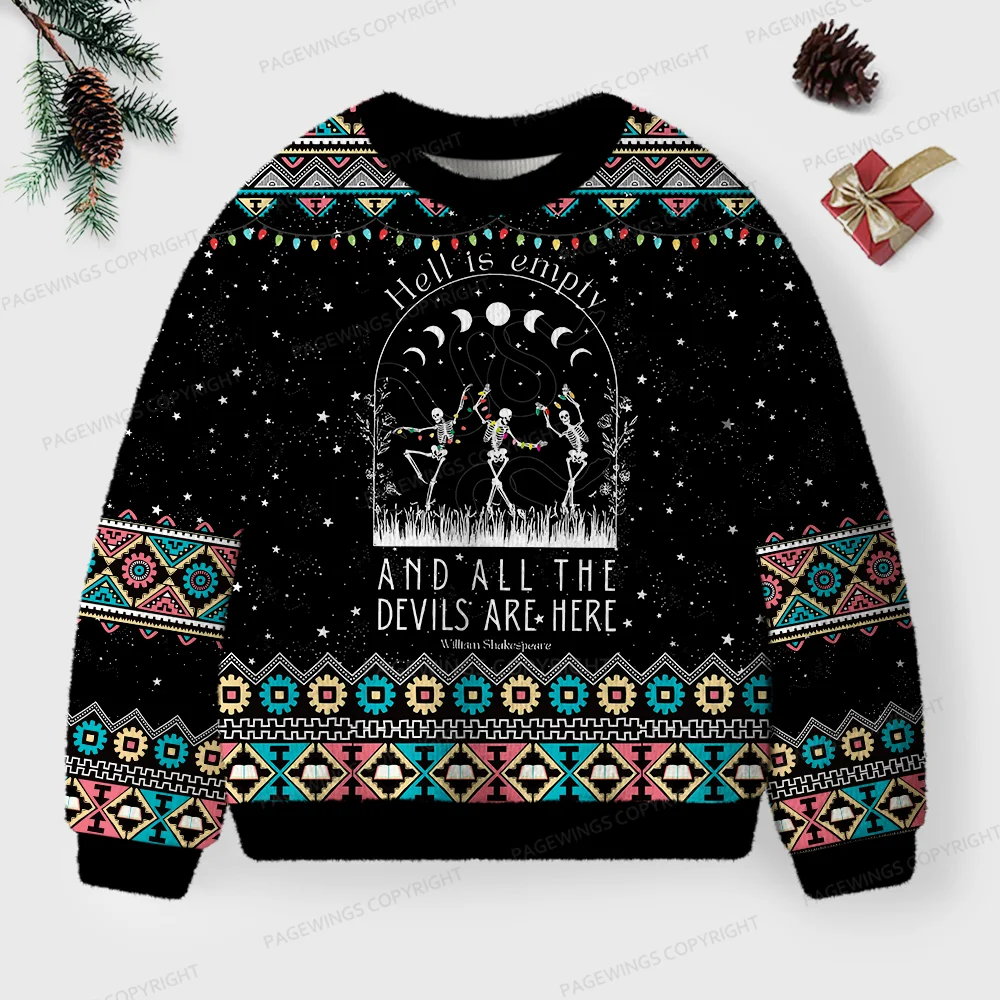Pagewings Hell Is Empty And All The Devils Are Here Unisex Ugly Knit Sweatshirt