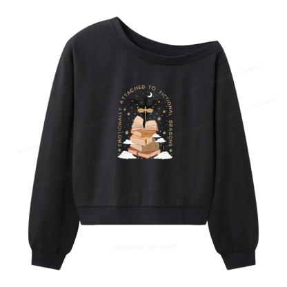 Pagewings Fantasy Romance Reader Gift Romantacy Women Off Shoulder Sweatshirt