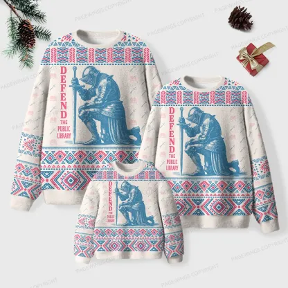 Pagewings Defend The Public Library Unisex Ugly Knit Sweatshirt