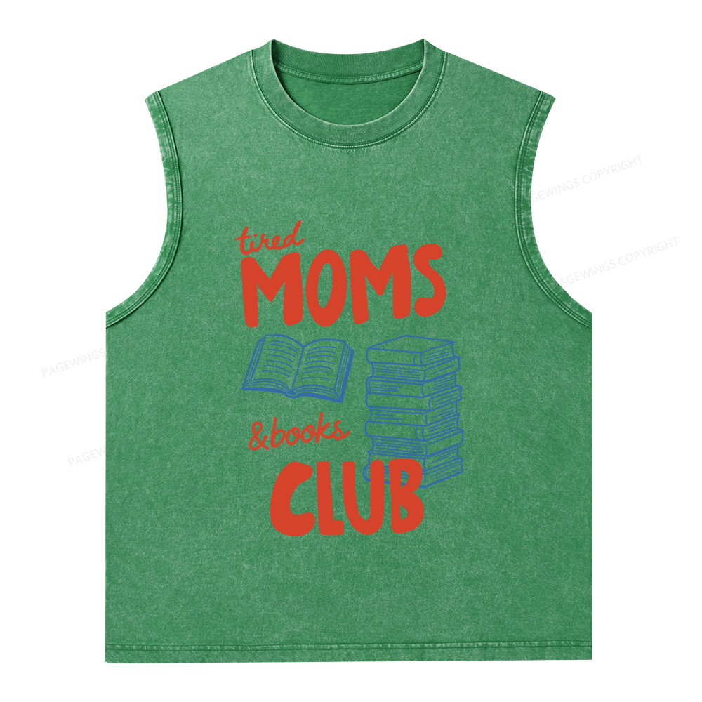 Pagewings Tired Moms Books Club Unisex Washed Tank Top