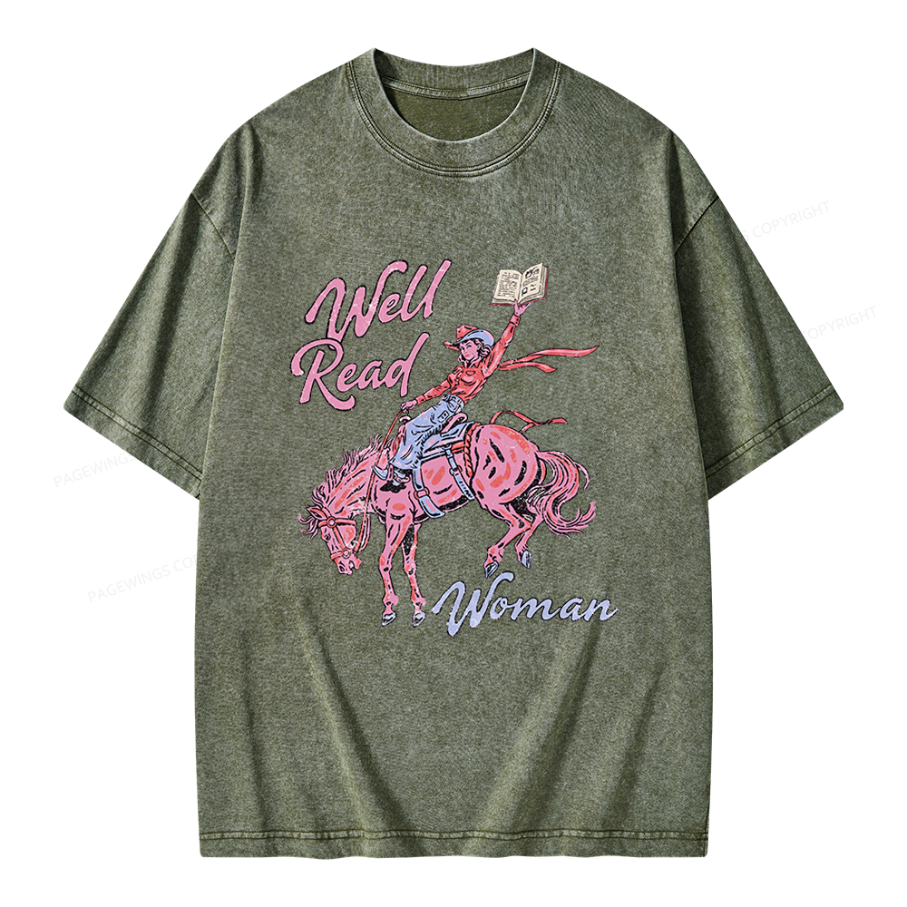 Pagewings Well Read Woman Unisex Washed T-shirt