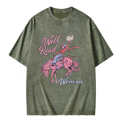 Pagewings Well Read Woman Unisex Washed T-shirt