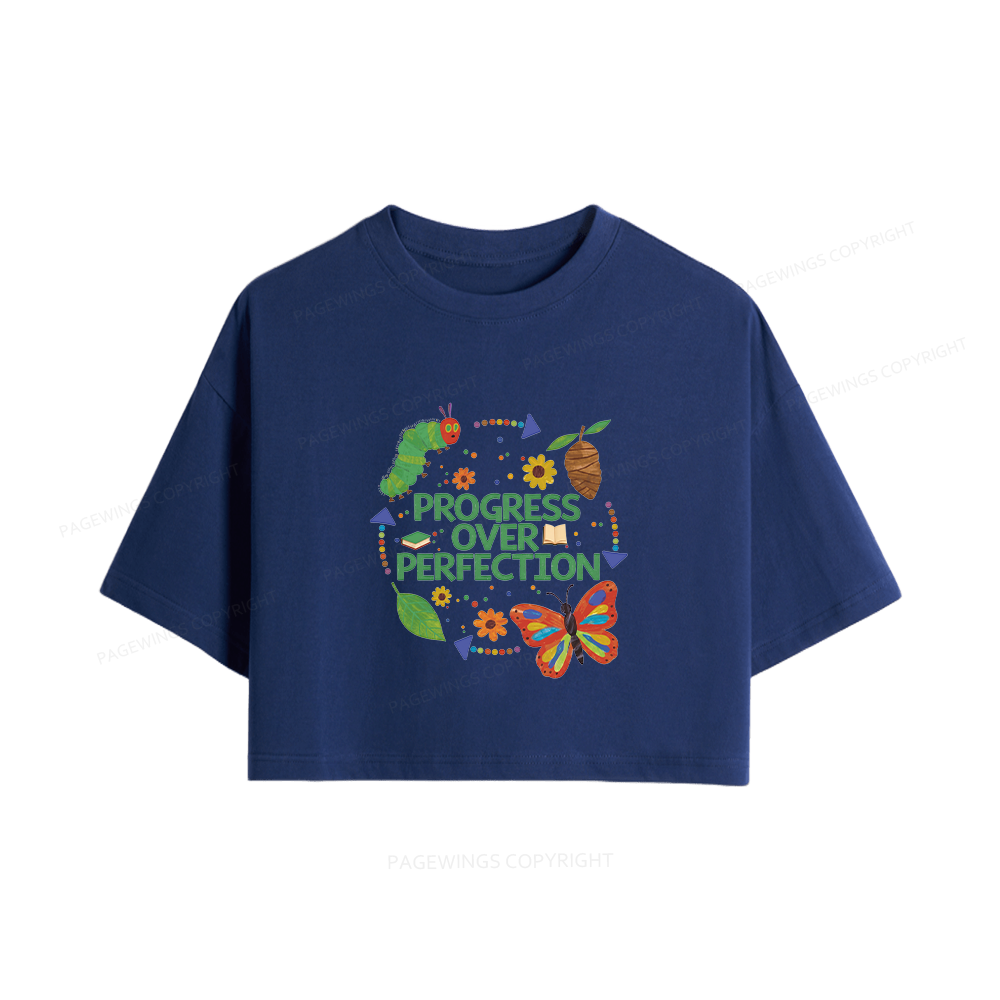 Pagewing Progress Over Perfection Women Crop Tops