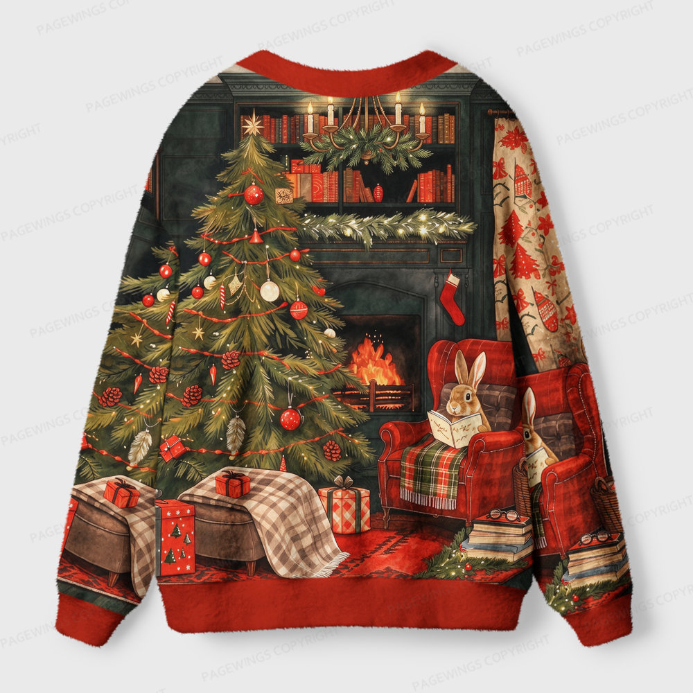 Pagewings Christmas Bunny Light Knit Unisex Cardigan Sweaters