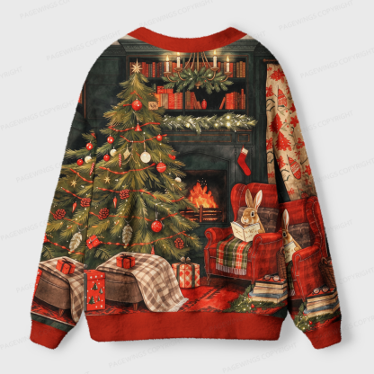 Pagewings Christmas Bunny Light Knit Unisex Cardigan Sweaters