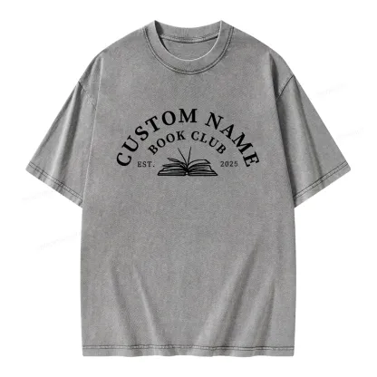 Pagewings Personalized Custom Book Club Unisex Washed T-shirt