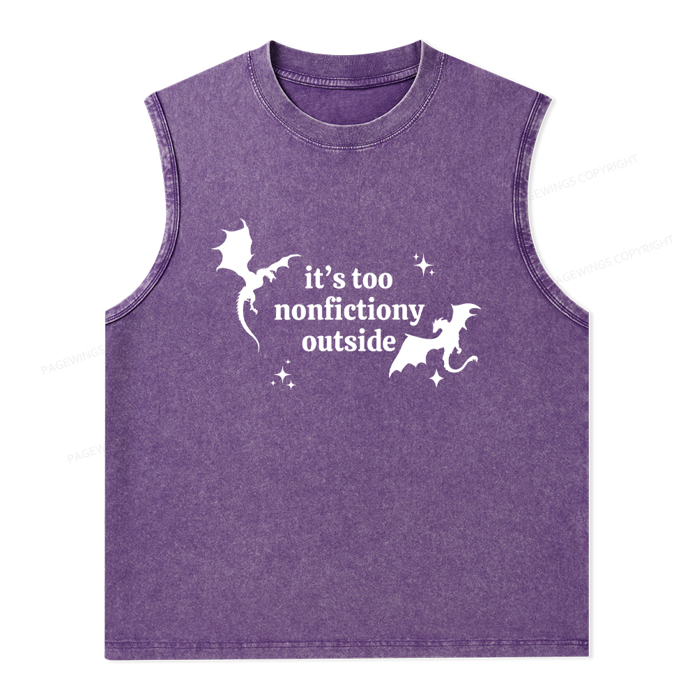Pagewings It’s Too Nonfictiony Outside Unisex Washed Tank Top