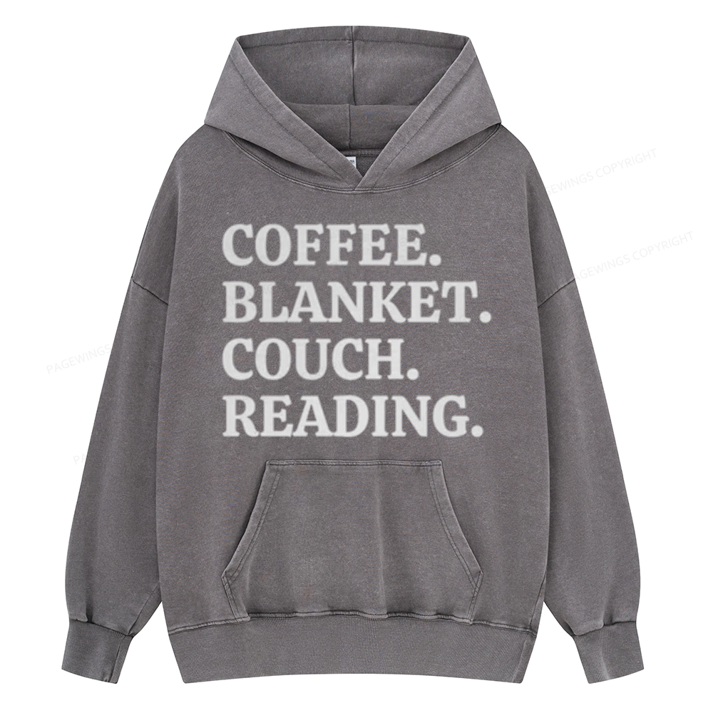 Pagewings Coffee Blanket Couch Reading Unisex Washed Hoodie